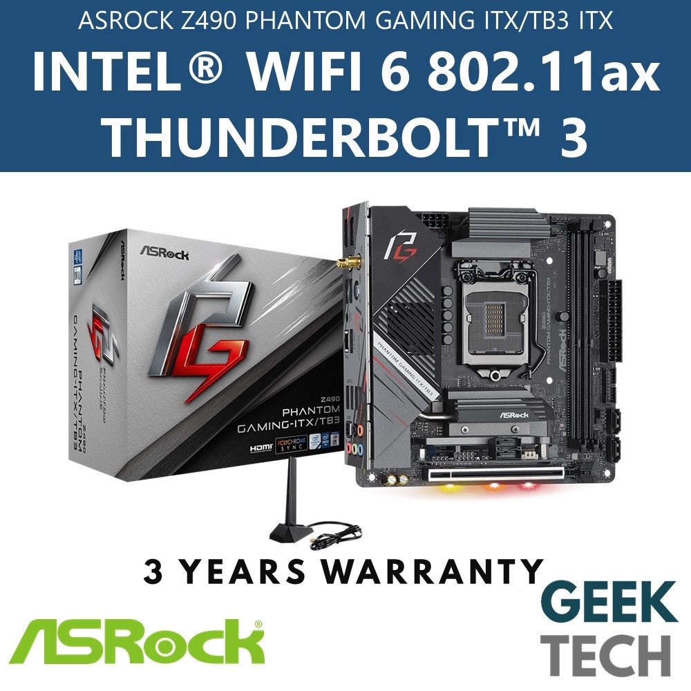 ASROCK Z490 Phantom Gaming ITX/TB3 ITX Motherboard Support Intel 10th