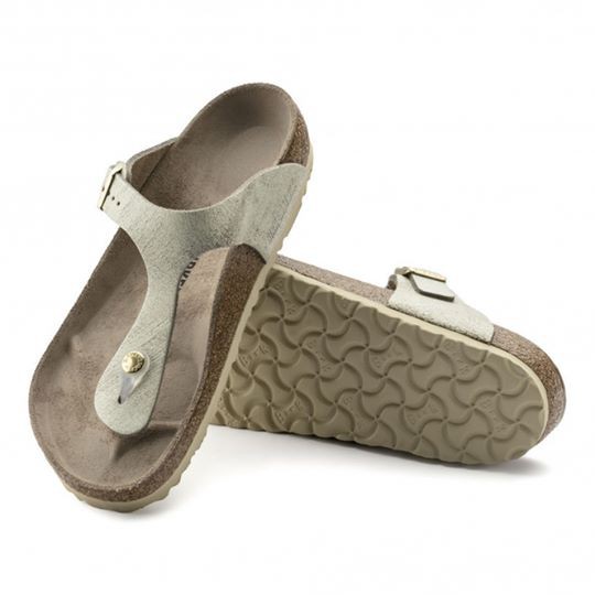 Birkenstock washed cheap metallic cream gold