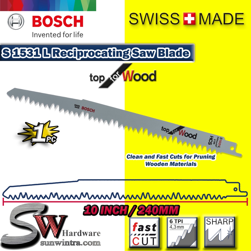 Bosch Reciprocating Saw Blades SabreSaw Blade Top For Wood 10 240mm 