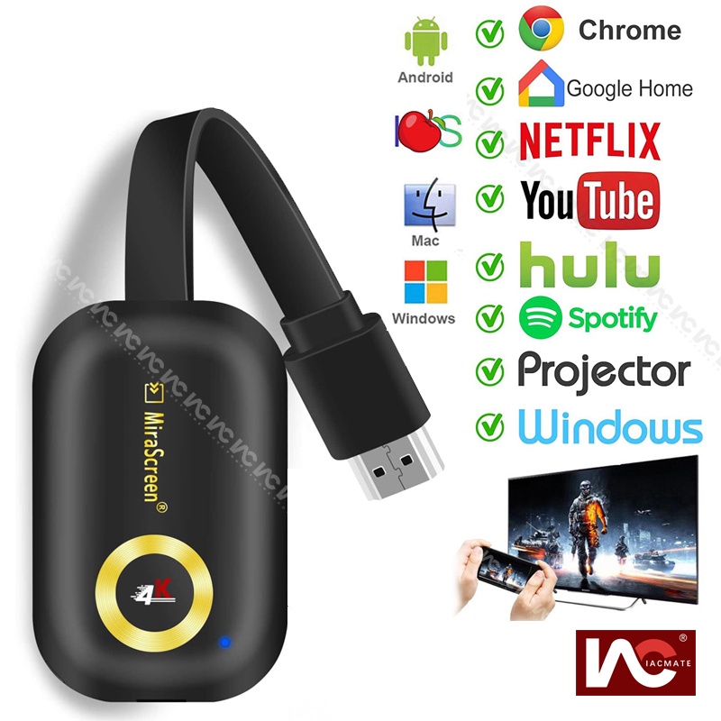4k HDMI Wireless Display Adapter，Miracast Dongle Screen Mirroring