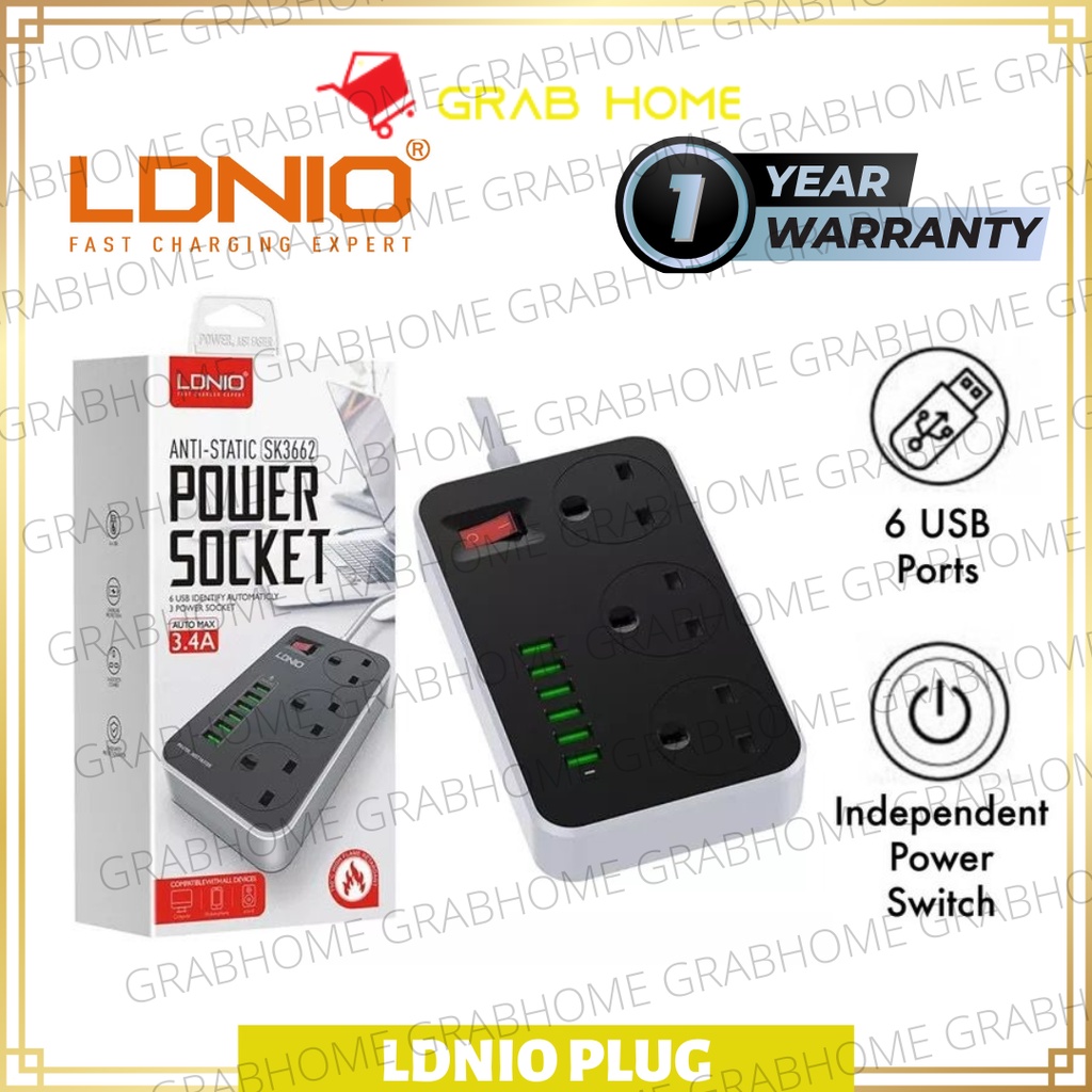 LDNIO SC3662 38W PD20W Power Strip 2Meter Wall Extension Plug Cord