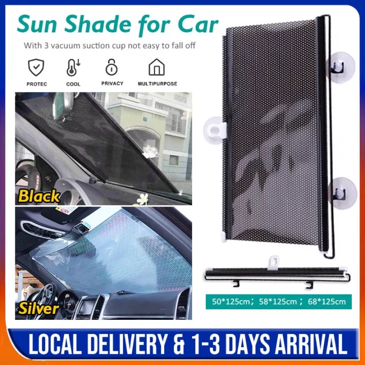 Vrasly 2 Pack Roller Car Side Window Sun Shade, Retractable Car