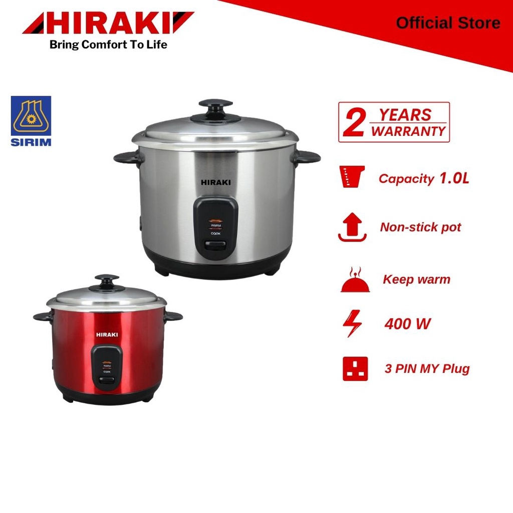 Hiraki Rice Cooker - Silver/Red (1.0L) RC10-009NR | Shopee Malaysia