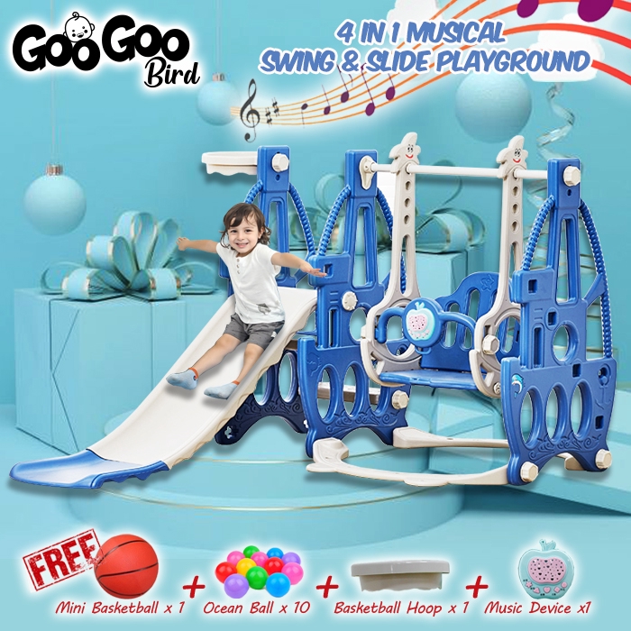 GOOGOO BIRD Sailboat 4 In1 Swing And Slide Indoor Mini Playground With ...
