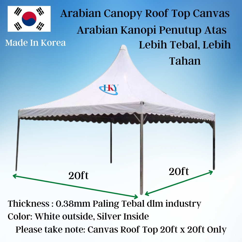 Arabian Design Silver White 20 x 20 UV Canvas Only Canopy Tent Roof Top Kanvas Korea Bumbung Khemah Kanopi Arabian Shopee Malaysia