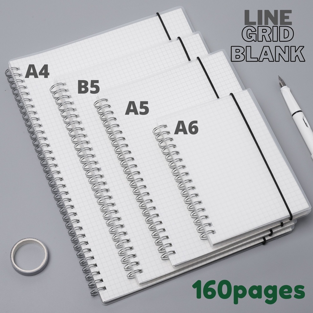 [Ready Stock]A6 A5 B5 A4 Transparent Notebook Journal Matte Cover Line ...