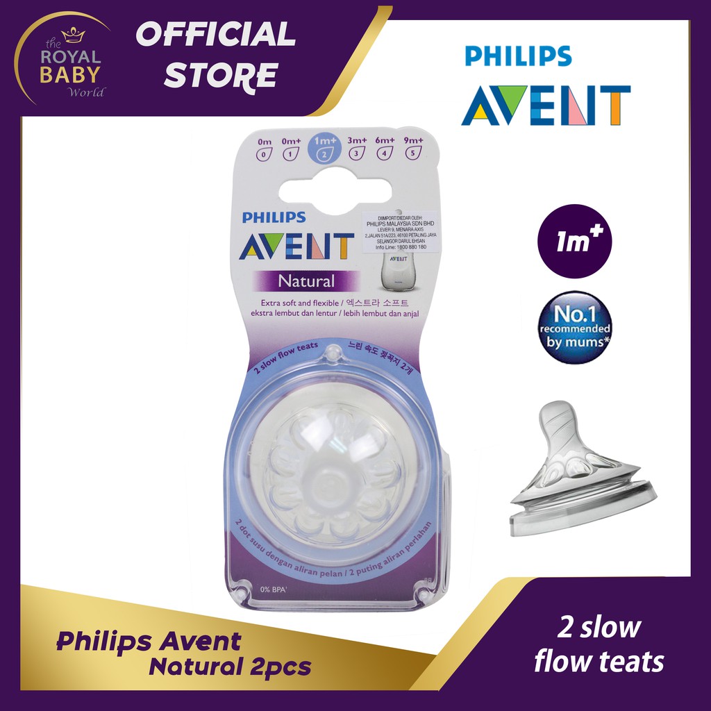 Philips Avent Natural 2pcs Slow Flow Teats 1m Shopee Malaysia