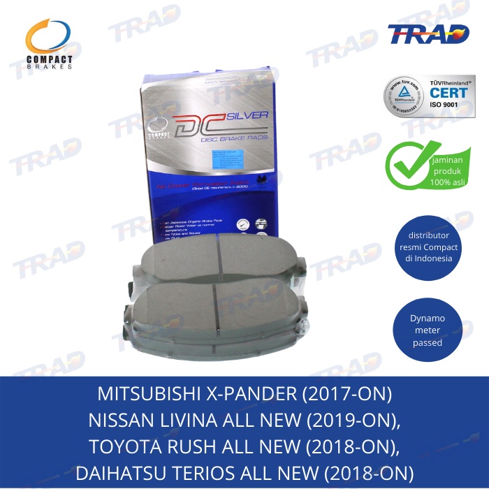 Compact Front Brake Pads Mitsubishi Xpander, Nissan Livina, Toyota Rush ...