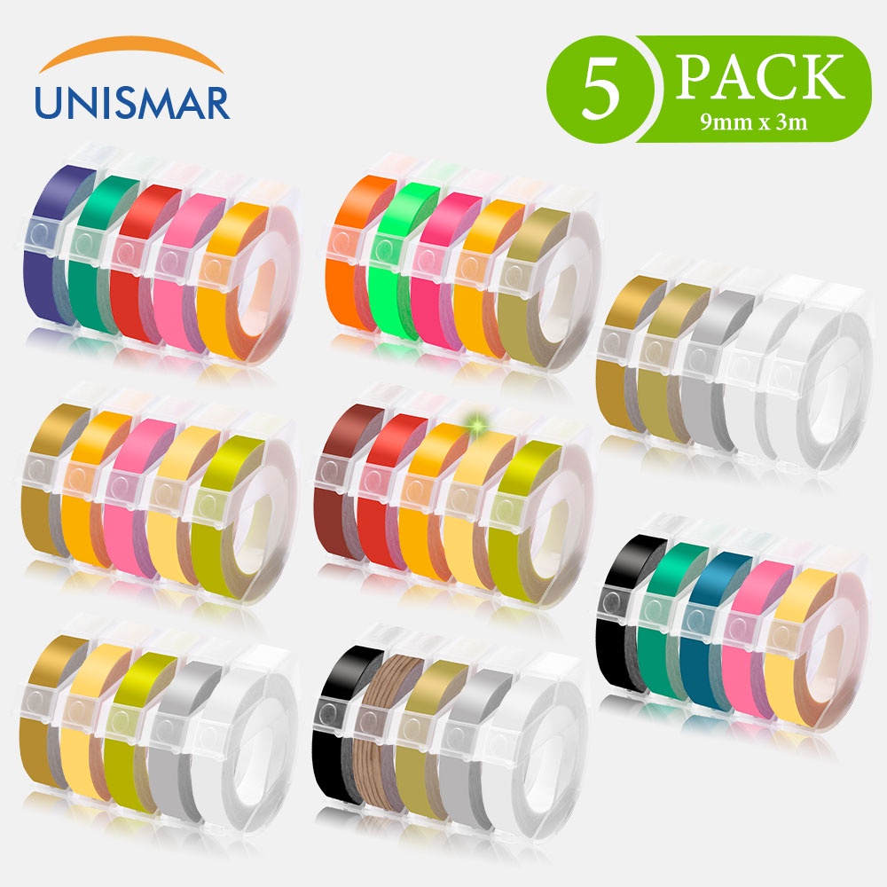 5PCS Compatible Motex / Dymo Embossing Tape Refill 3D Label Tape 9mm x
