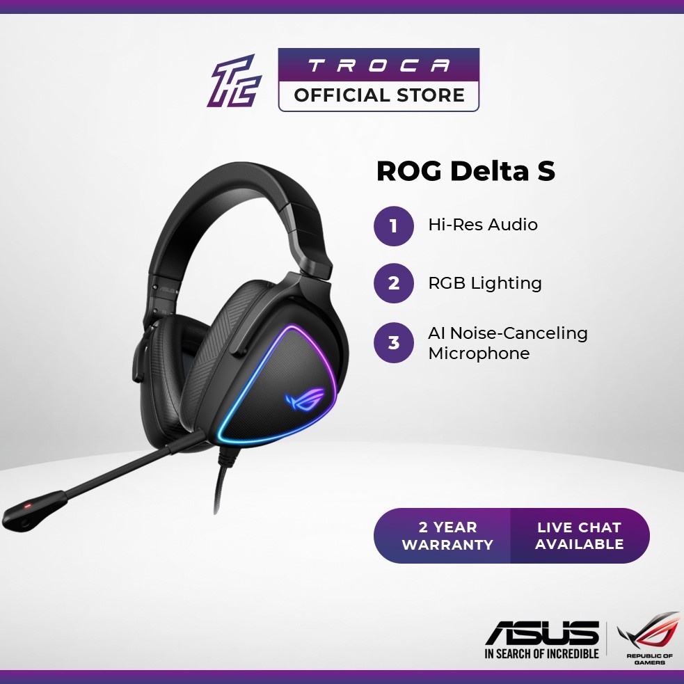 ASUS ROG Delta S RGB Lighting High Resolution USB-C Gaming Headset for ...