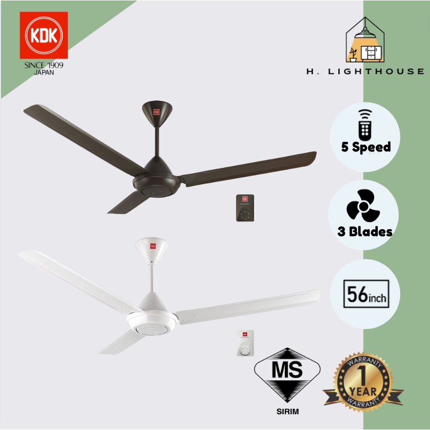KDK / DEKA Ceiling Fan K15VO / DR9 / DK10 60" 3 Blades with Regulator