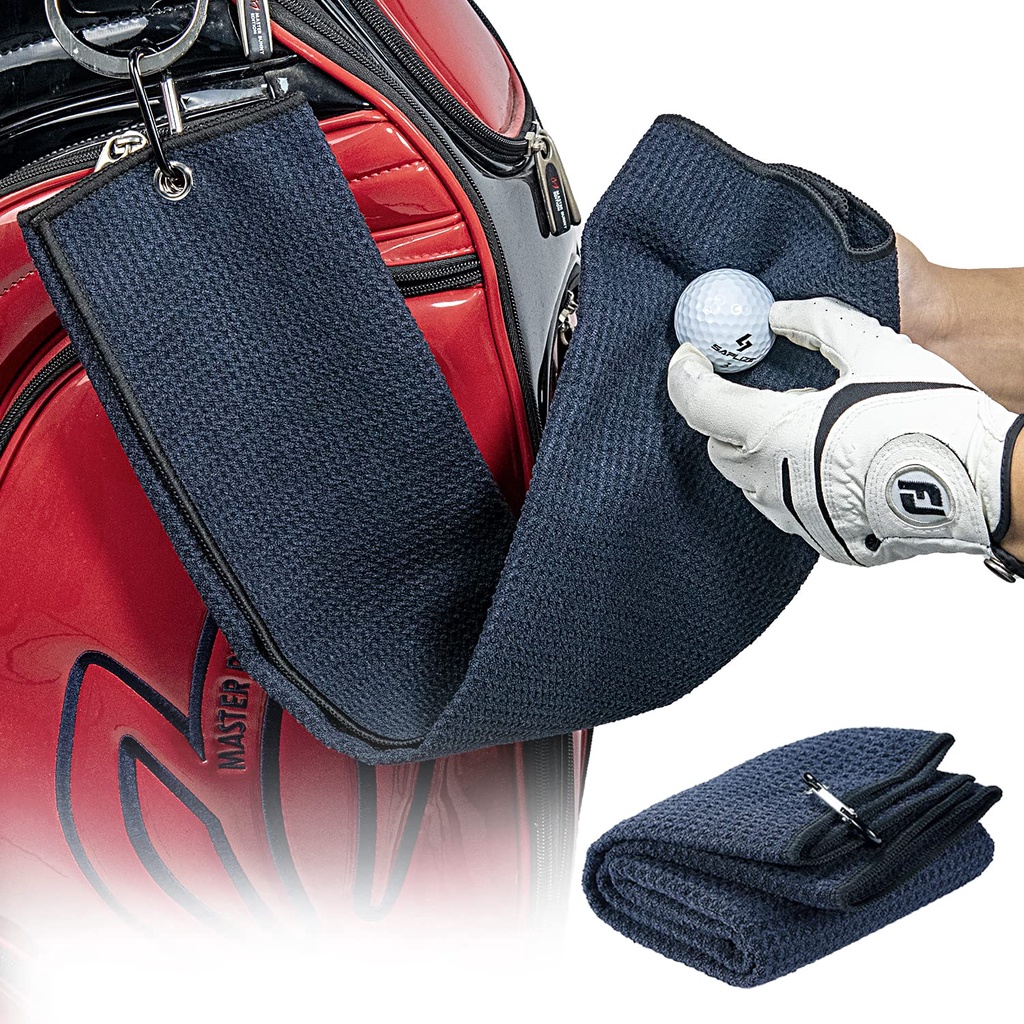SAPLIZE Large Size 16" x 24" Trifold Golf Towels，1 Pack，Premium