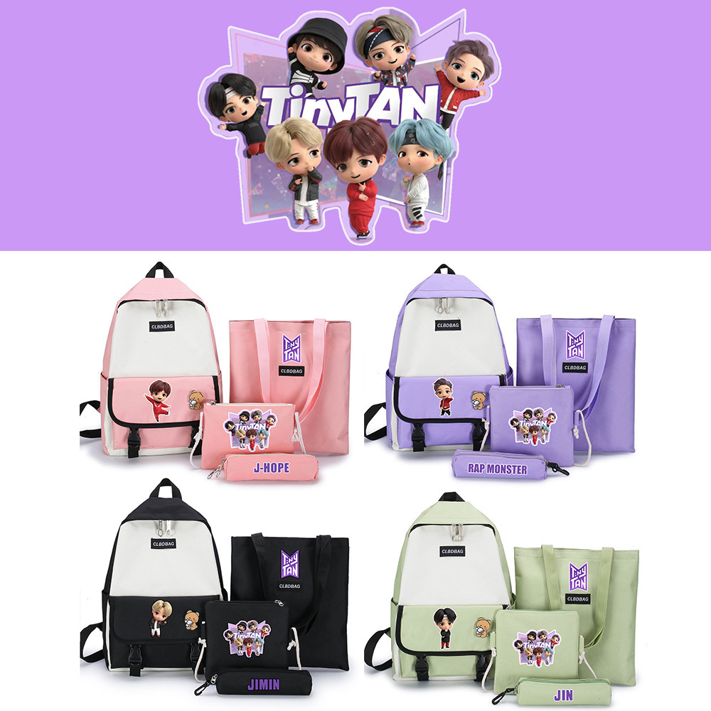 Sets School Bags For Girls Canvas School Backpack With Pencil Case