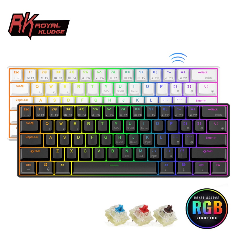 Royal Kludge Rk61 Three Mode Bluetooth 3.0 & USB Dongle 61 Key RGB ...