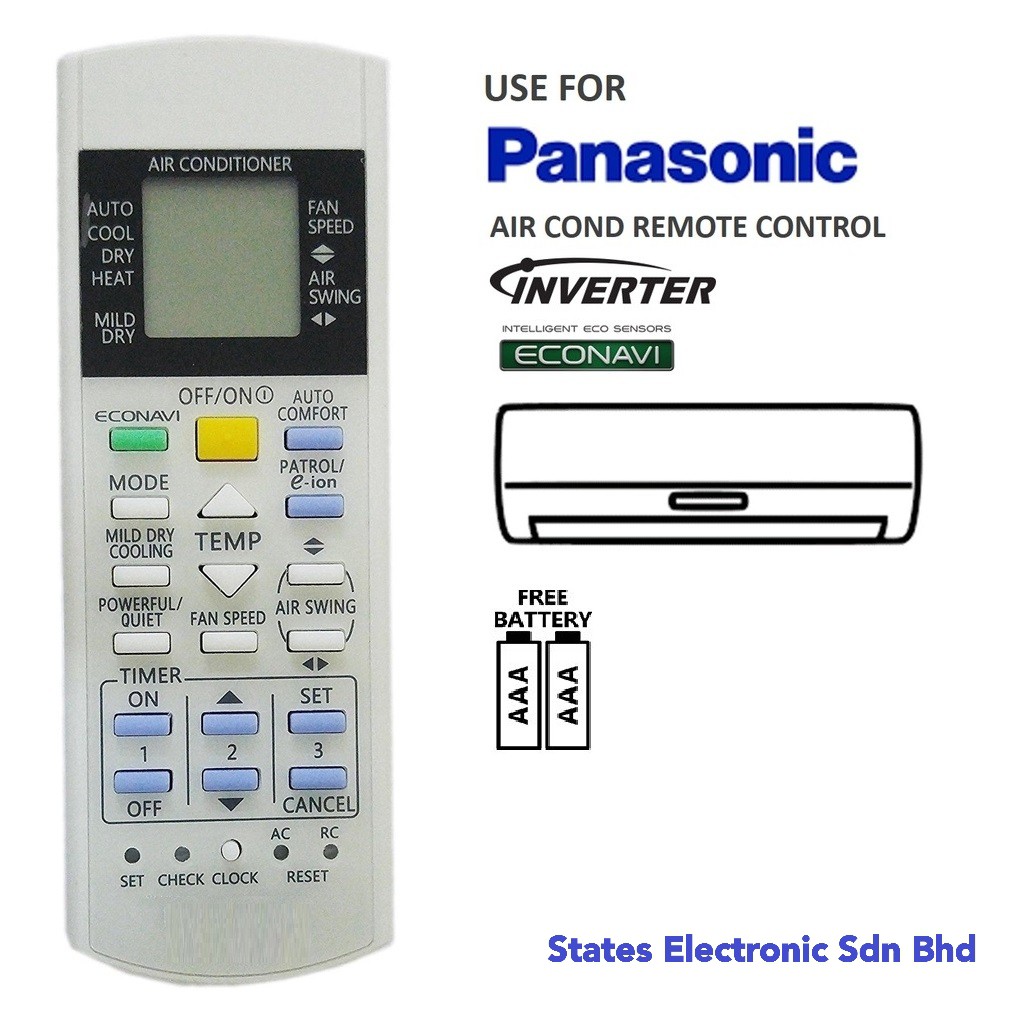 Panasonic A75C3300 Replacement Inverter Air Conditioner Remote Control Shopee Malaysia