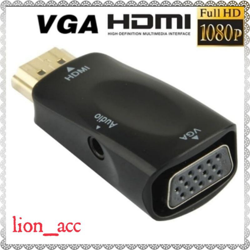 HDMI To VGA Adapter With Audio Port - Full HD 1080p Video Converter For Laptop To Monitor