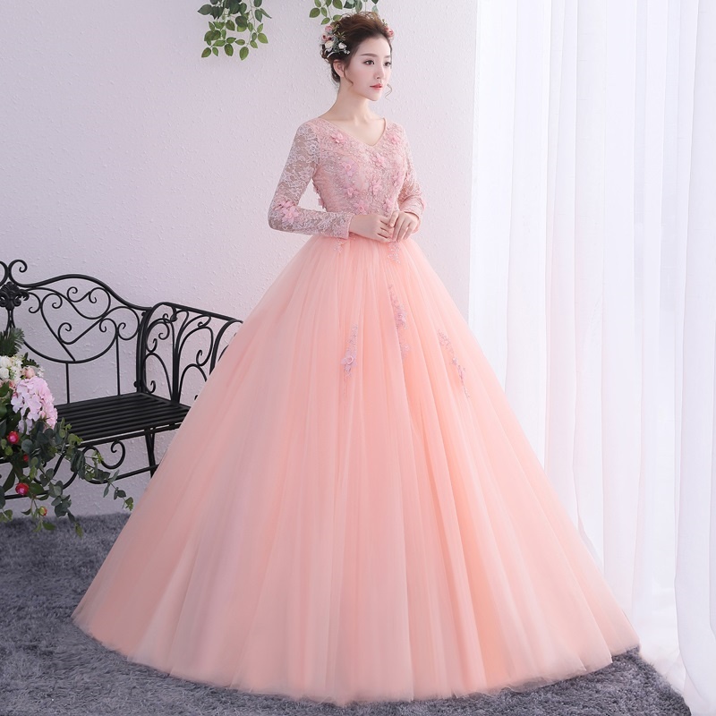 strapless open back dress A-line Tulle Prom Dress with Long Sleeves Princess Dress Y3037 –  Simplepromdress main image 0