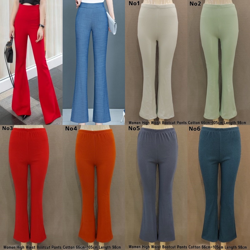 Bootcut Long Pants Women Casual High Waist Slimming Vintage Black ...