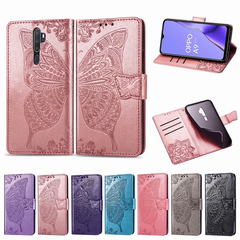 Oppo A9 2020 Case Embossing Butterfly Flip Pu Leather Wallet Cover Oppo A9 2020 Oppoa9 A5 2020
