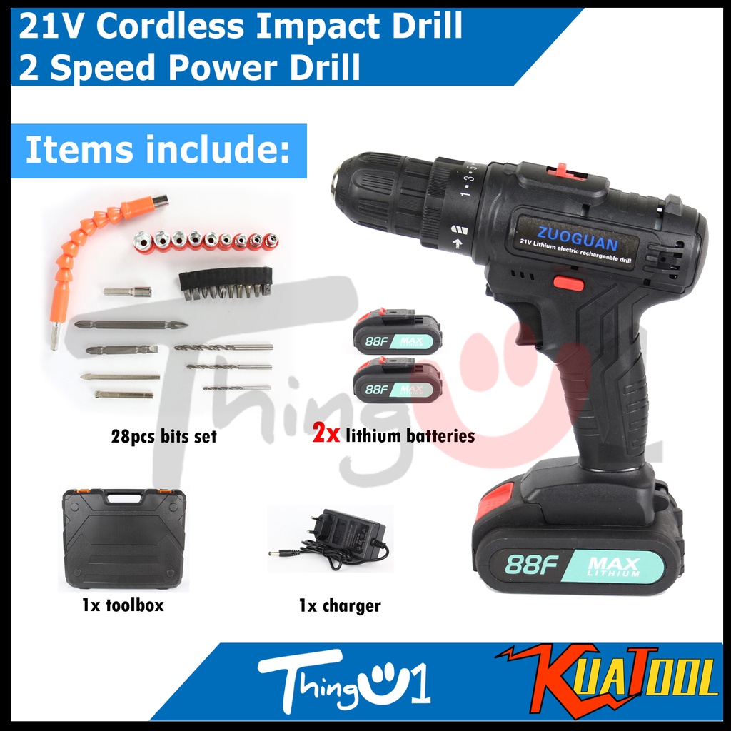 Kuatool 88v Gerudi Pemutar Skru Tanpa Kord Cordless Impact Drill 2