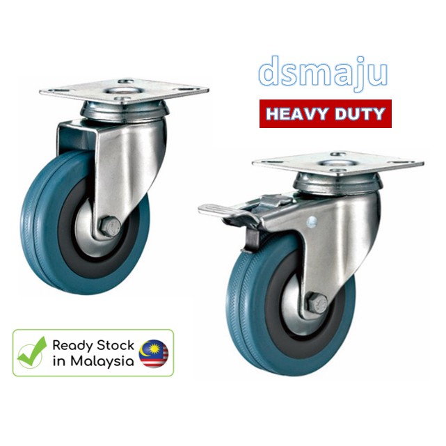 2 Inch Heavy Duty Grey Rubber Wheel Universal Roller Furniture Caster ...