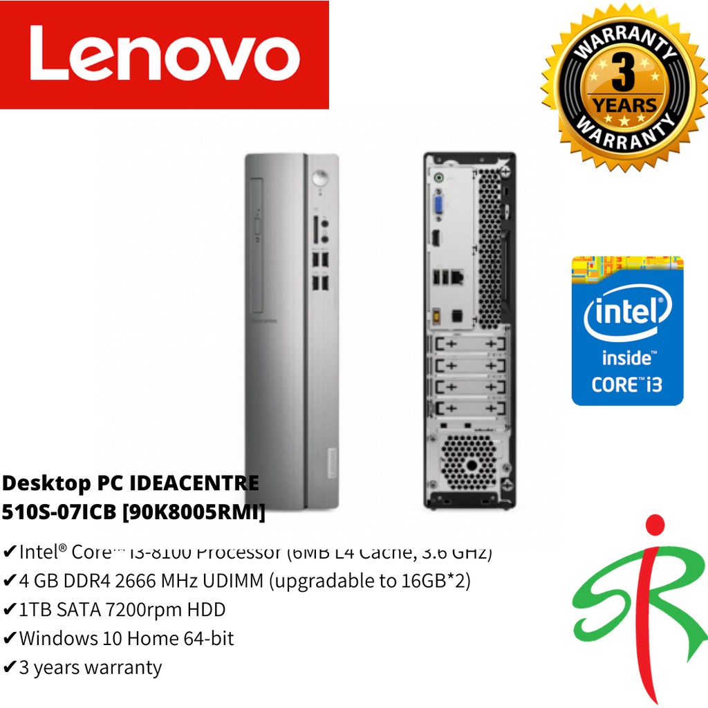 Lenovo Ideacentre 510S-07ICB 90K8005RMI Desktop PC [i3-8100,4GB