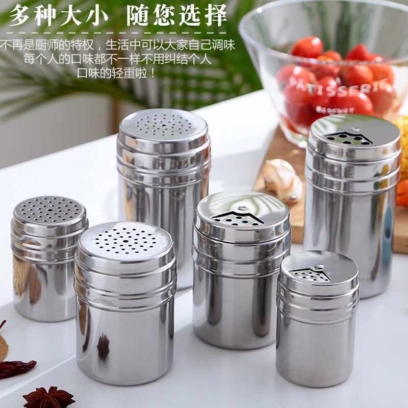 Stainless Steel Seasoning Tank Spice Jar Salt Pepper Shakers Pots BBQ Tools Cruet Condiment Container