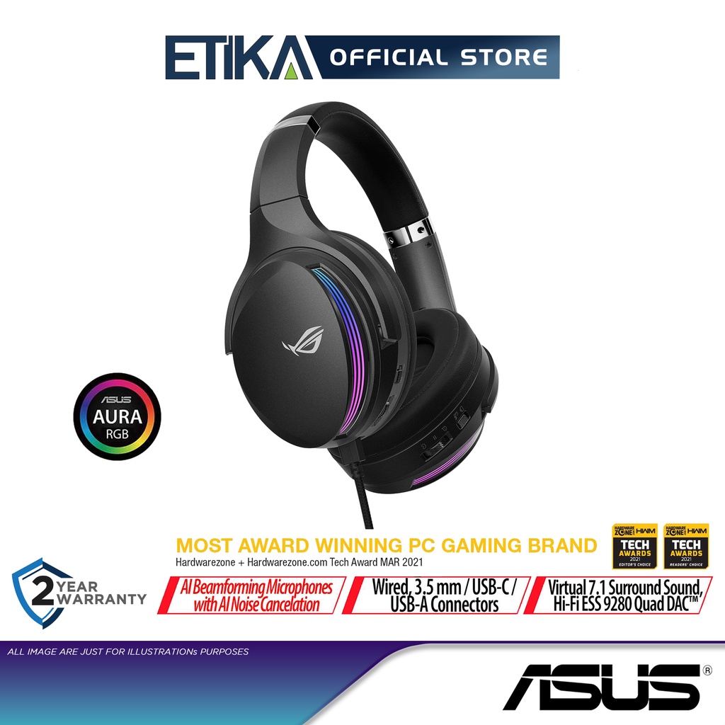 Asus ROG Fusion II 500 Gaming Headset | 7.1 virtual surround, RGB light ...
