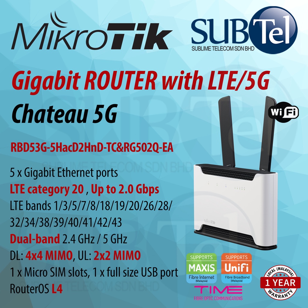 Mikrotik Chateau 5G LTE D53G-5HacD2HnD-TC&RG502Q-EA ( Gigabit WiFi ...