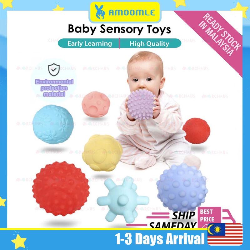 READY STOCK 6pcs Baby Sensory Touch Hand Soft Ball Toy | Rubber ...