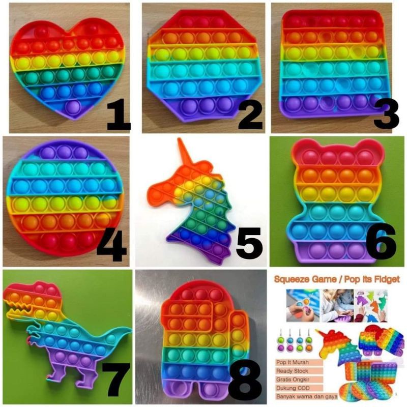 Kids Toys Pop It Fidget RAINBOW Bubble Push Pop its Fidget Toys ...
