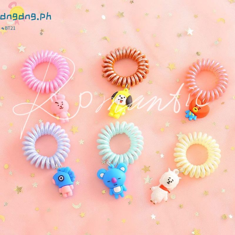 BTS BT21 Hair rope girls hair ring rubber band Korean hair accessories ...