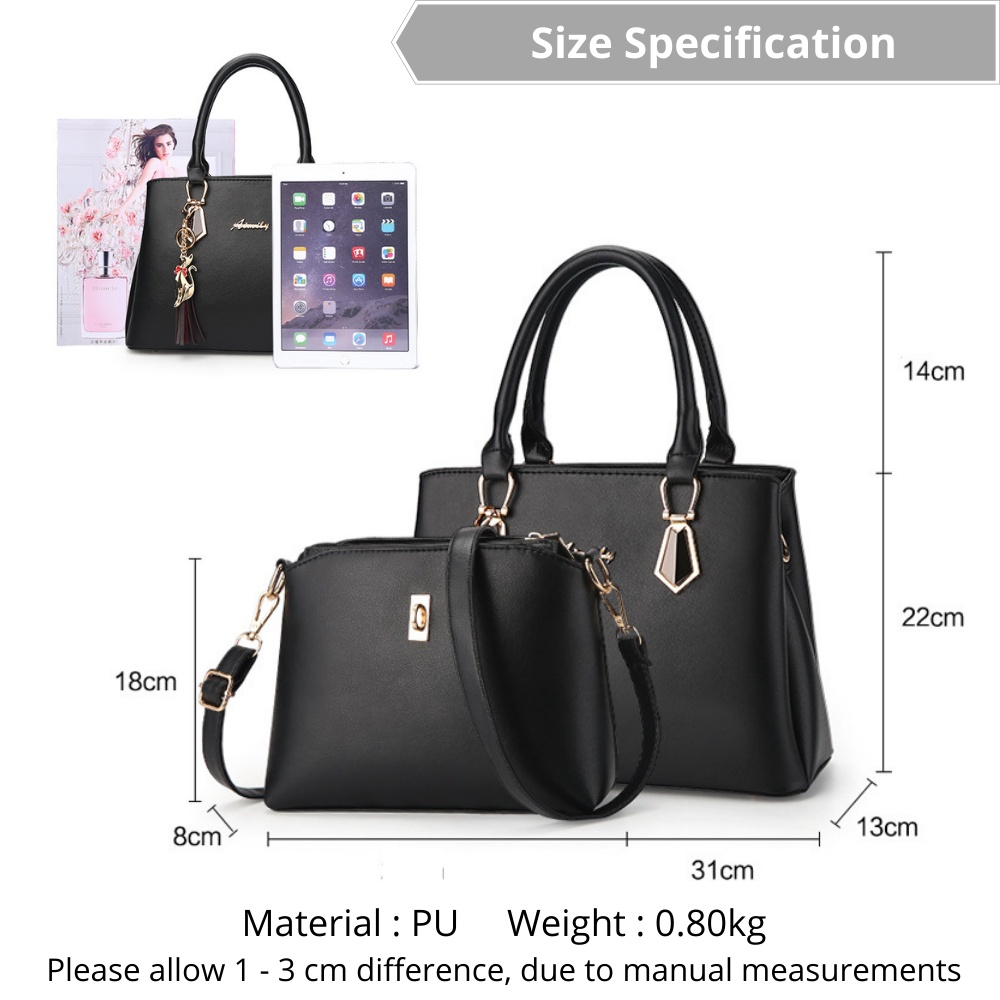 iFASHION 1154 Woman Handbag 2In1 Set Fashion Hard PU Leather Sling ...