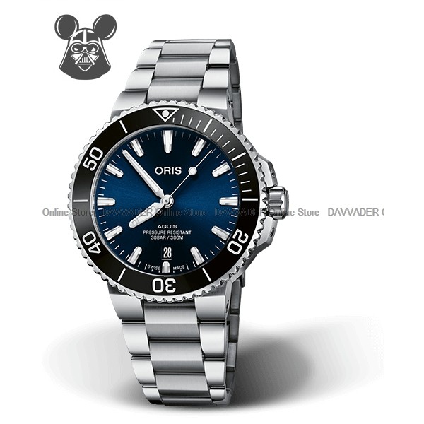 ORIS 0173377664135 0782205PEB Men s Watch Aquis Date Automatic Ceramic Bezel 41.50mm SS Bracelet Blue Original