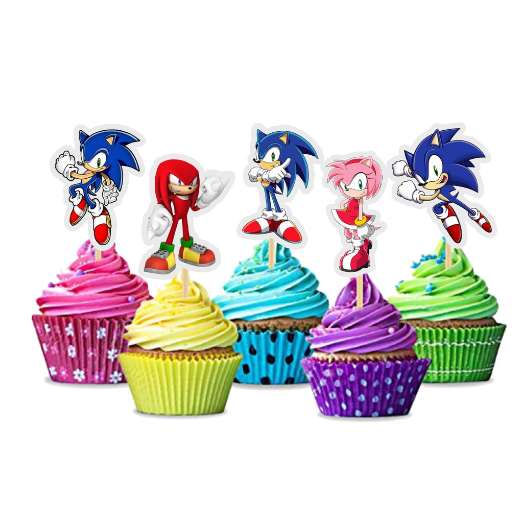 25 Pcs Sonic Birthday Cake Toppers and Cupcake Toppers for Boys
