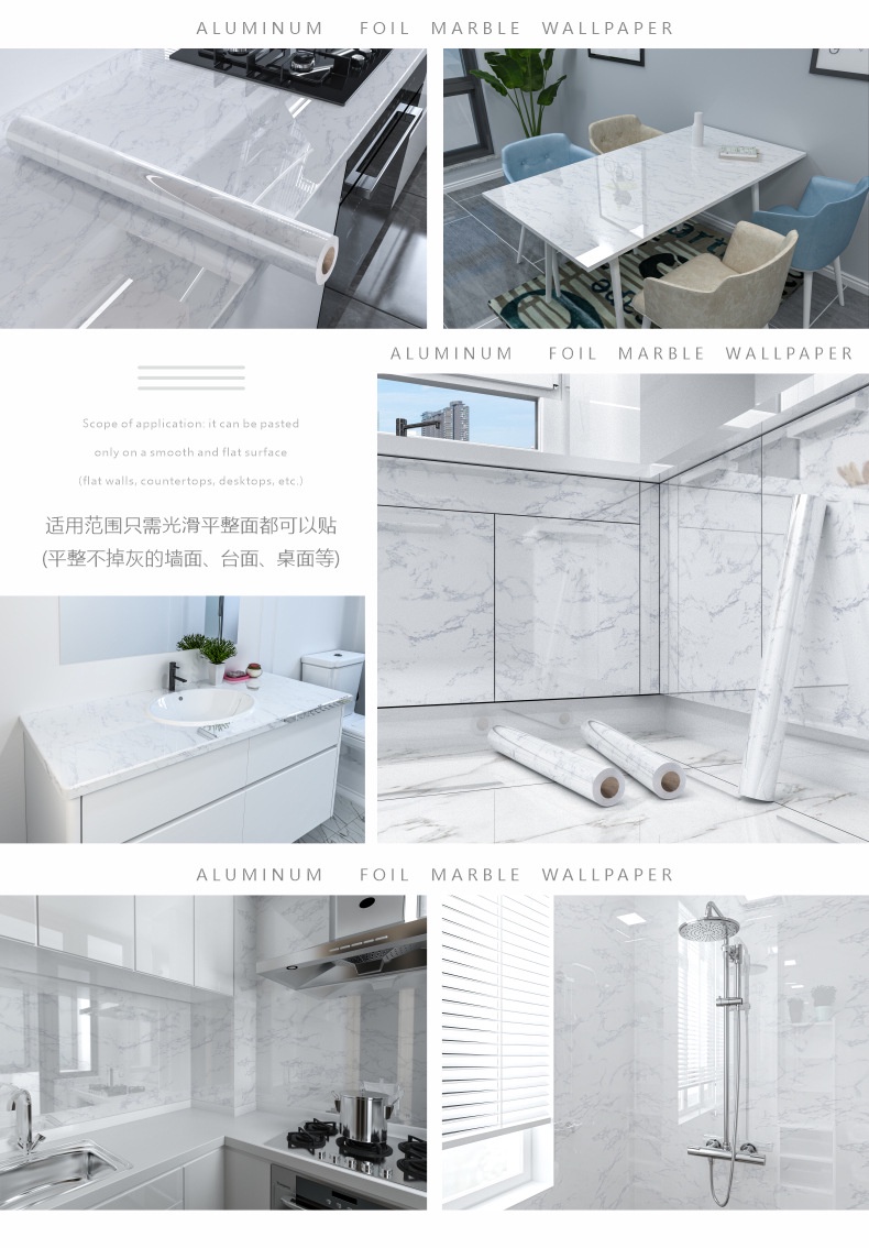 5m Kitchen Wallpaper Waterproof Oil Proof Heat Resistant Self Adhesive ...