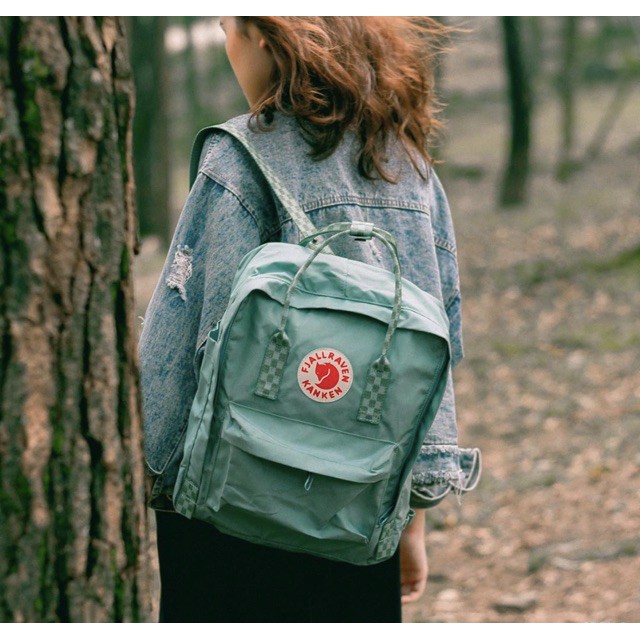 Kanken Classic Fjallraven Backpack Frost green chess pattern 16L 27x38x13cm Shopee Malaysia