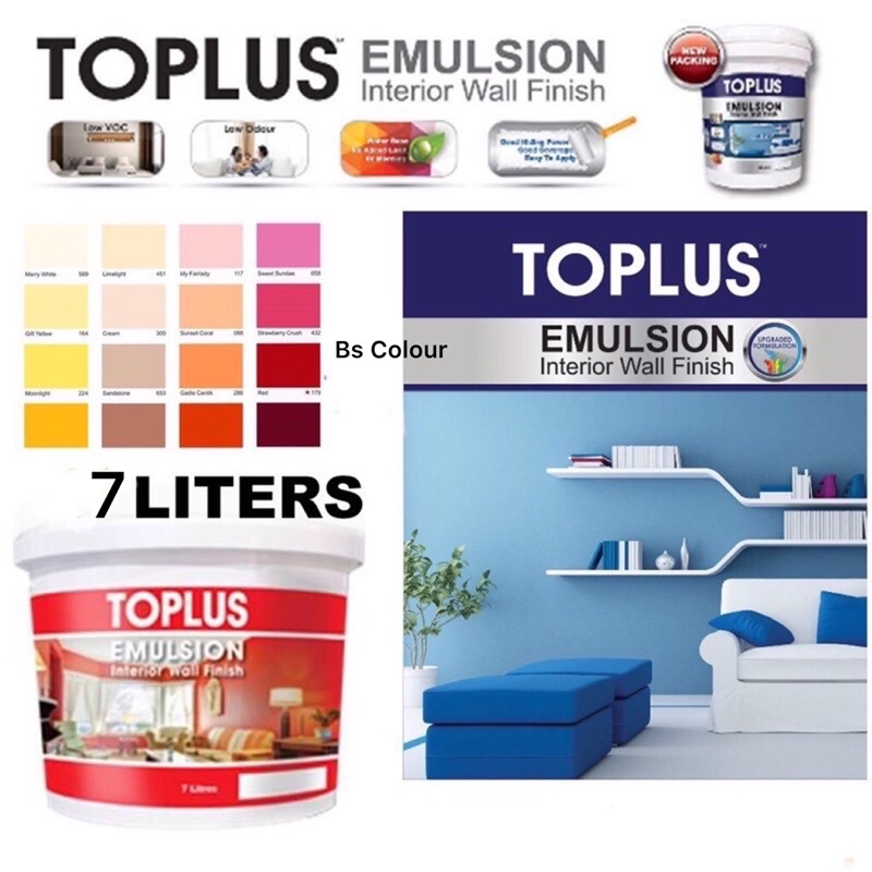 7L Smart Paint Toplus , Smartex Emulsion Paint Cat Kapur untuk Dinding