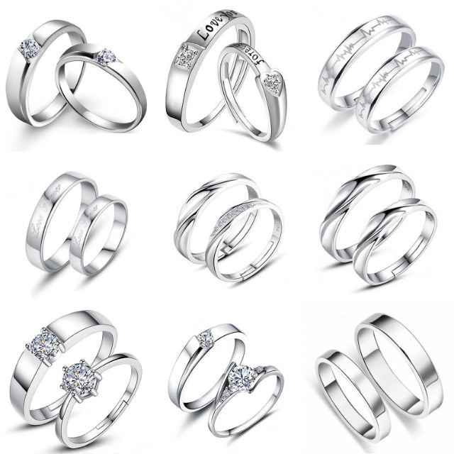 Adjustable S925 Silver Couple Ring 2 Psc (Set) Gift Silver Men And ...