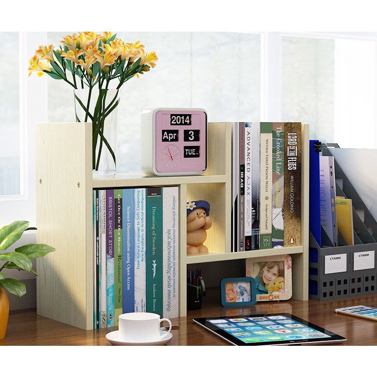 Rak Buku Serbaguna/Adjustable Book Shelf/Portable Office Table Book ...