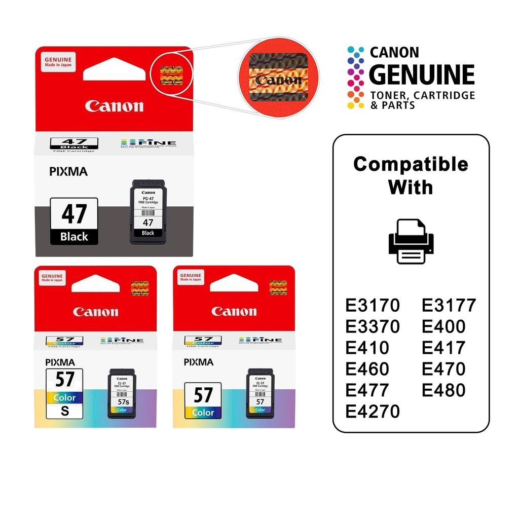 CANON PG-47 BLACK CL-57s COLOR INK E410 E400 E460 E480 E470 E3170 E4270 ...
