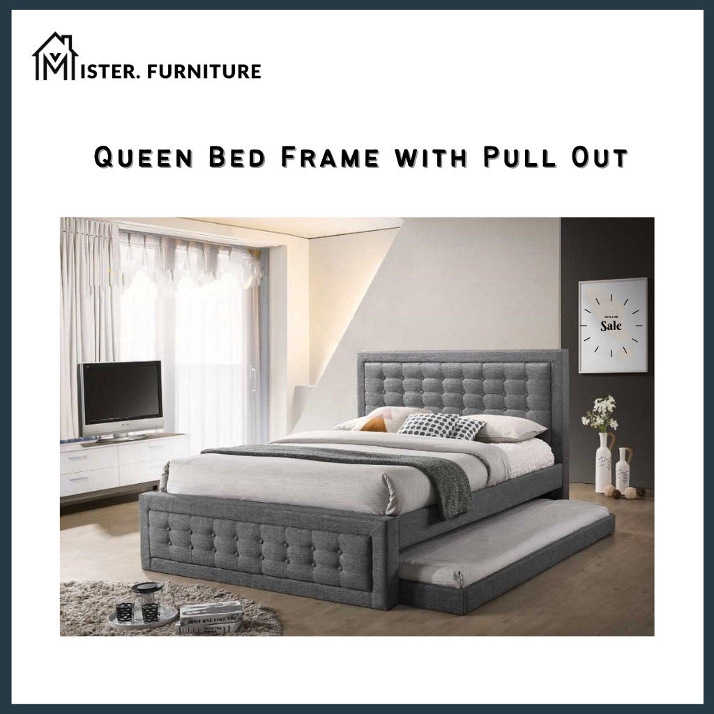 JASON Queen Size Bed With Pull Out Bed Single Queen Bed Pull Out Bed