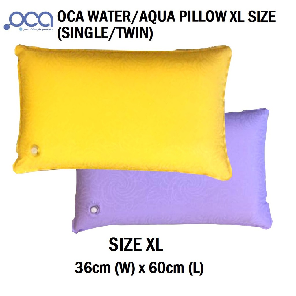 GENUINE OCA Water Aqua Pillow XL Adult Size YELLOW 37cm x 60cm Single Pack Twin Pack Shopee Malaysia