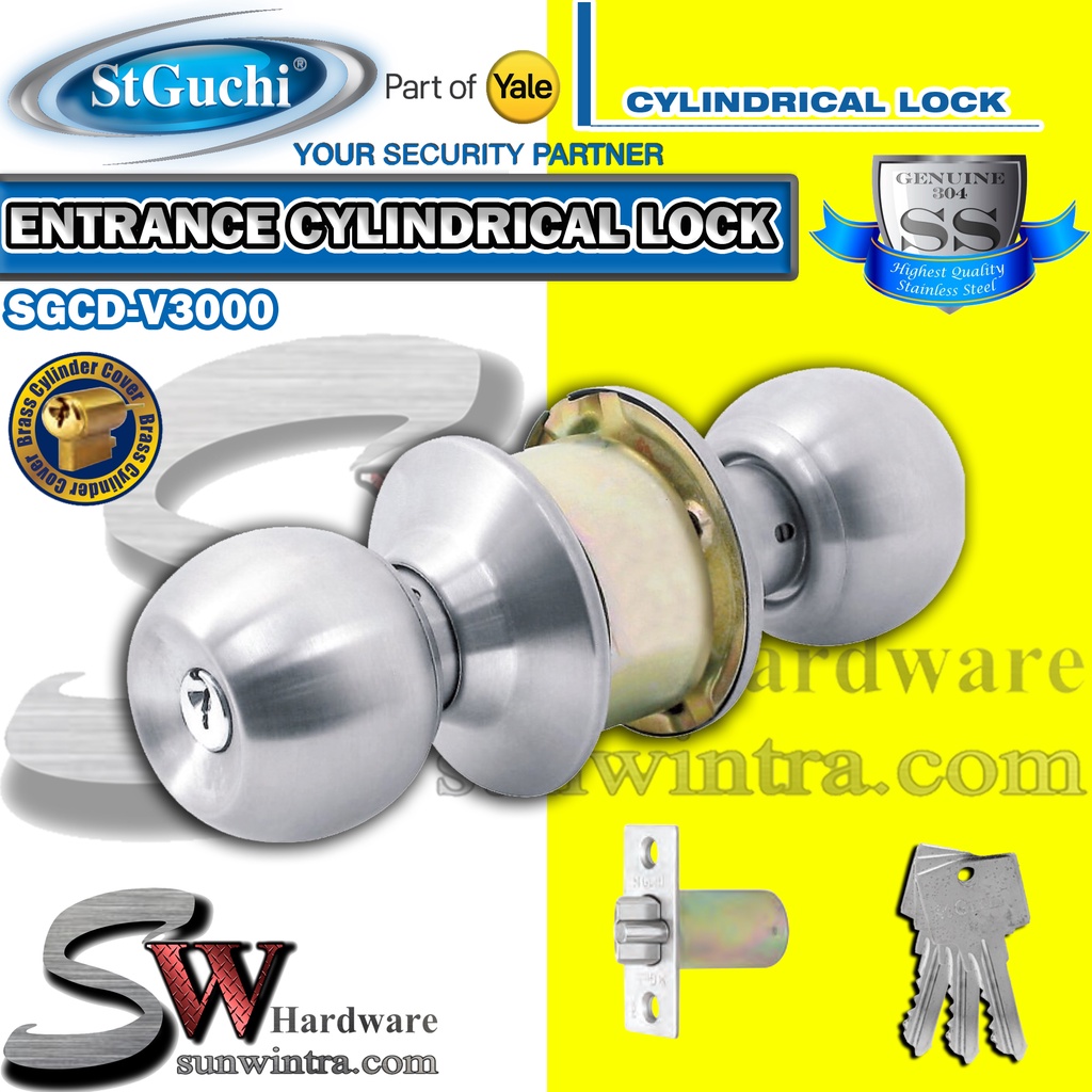 ST Guchi Stainelss Steel SUS304 Cylindrical Lock SGDC-V3000 SGDCV3000 ...