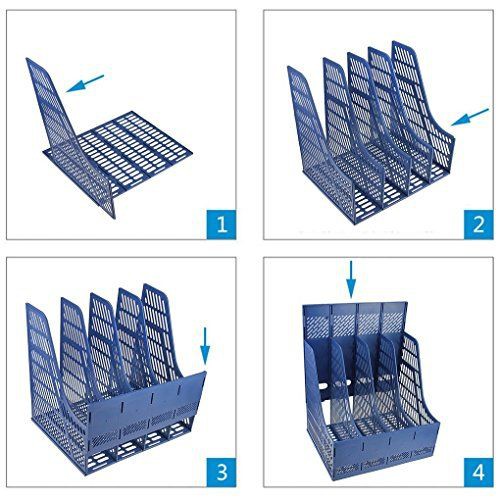 4 Divider Magazine Holder File Rack Office Home Storage Box Trays ...