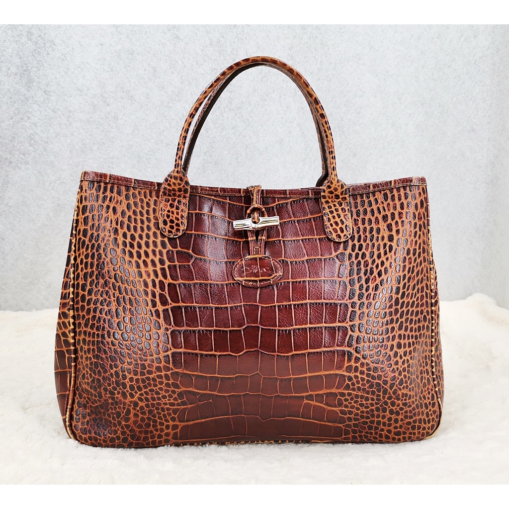 original LONGCHAMP Roseau Crocodile Leather bag