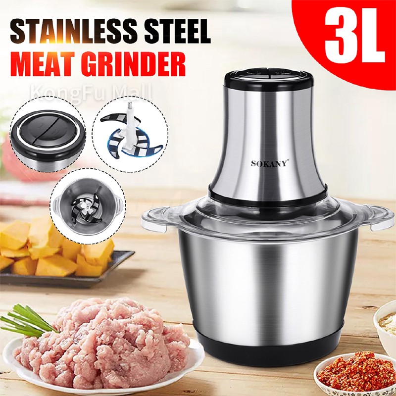 2Speeds 304Stainless Steel Electric Chopper Meat Grinder Mincer Food P