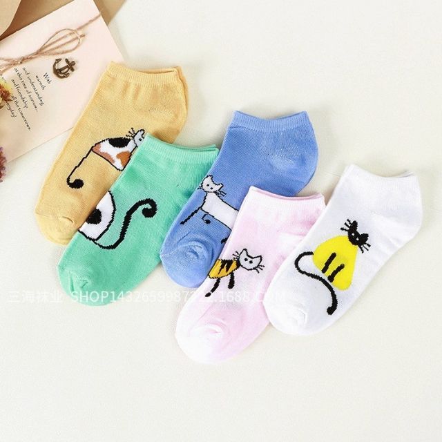 TOS 3 pairs Cute Ankle Socks Cotton Fashion Women Girls - random design ...