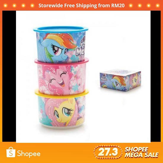 Tupperware My Little Pony Canister + Gift Box (575ml x 3 Pcs) | Shopee ...