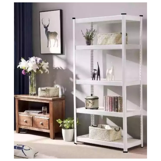 Premium 5 Tiers Boltless Rack White Shelving Storage Full Metal Rack ...